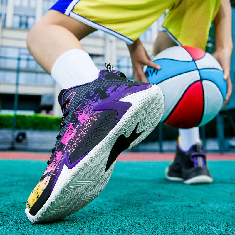 ANDEZHANMUSI Cushioning, Breathable, Slip Resistant Low Top Cushioning Technology Basketball Shoes Unisex-11