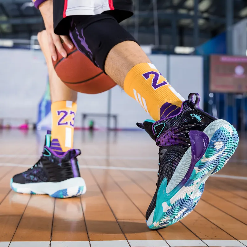 ANDEZHANMUSI Slip Resistant And Abrasion Resistant Coverage Mid Top Basketball Shoes Unisex-12