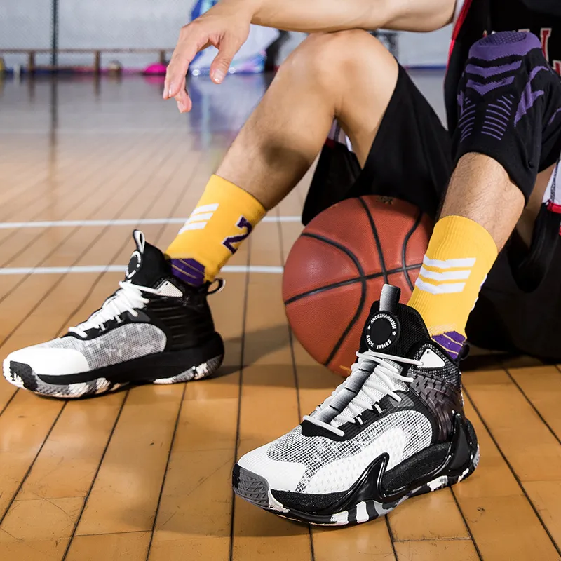 ANDEZHANMUSI Slip Resistant And Abrasion Resistant Coverage Mid Top Basketball Shoes Unisex-3