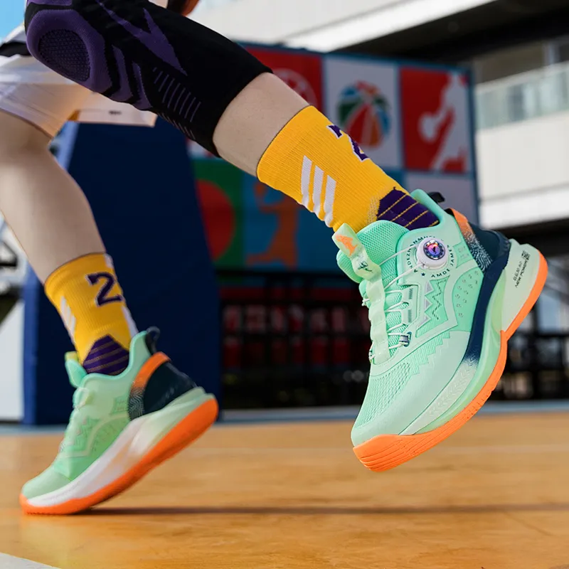 ANDEZHANMUSI Cushioning Low Top Basketball Shoes Men's Ice Emerald Green-3