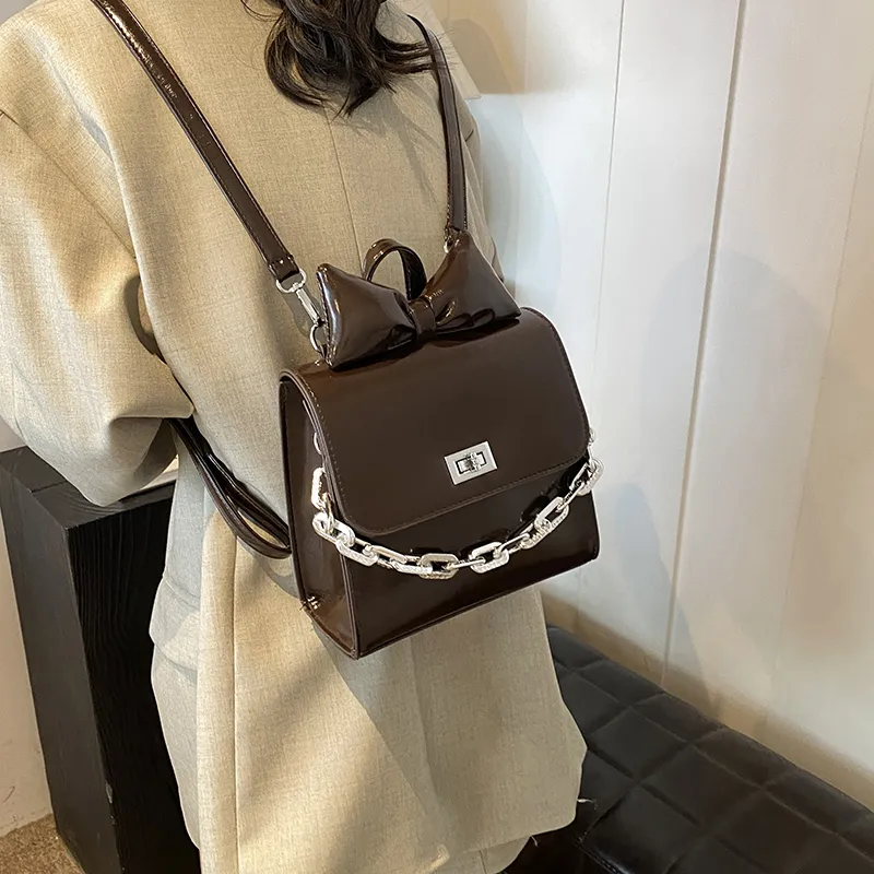 Worm's Home PU Backpack Regular Women's Ecru/Silver/Black/Coffee-16