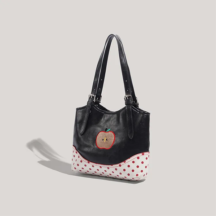 Worm's Home PU Shoulder Bag Women's Ecru/Black-5