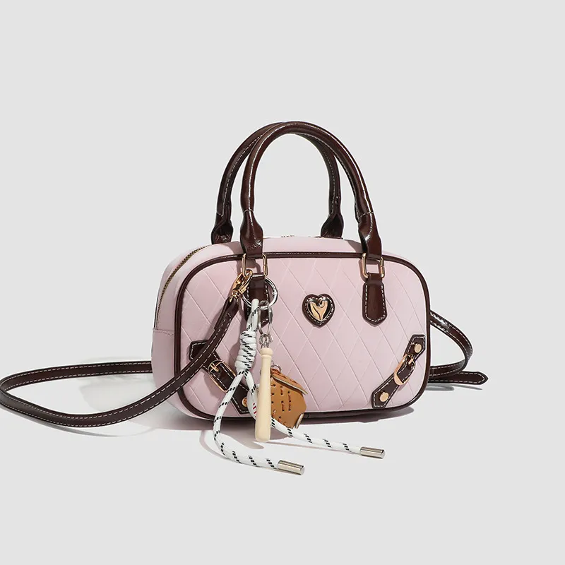 Worm's Home PU Crossbody One Shoulder Handbag Women's Pink-2