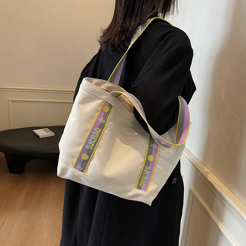 Worm's Home Oxford Tote Bag Shoulder Bag Women's Ecru/Black/Khaki-9