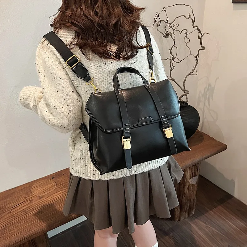 Worm's Home PU Backpack Women's Black/Coffee/Brown-1