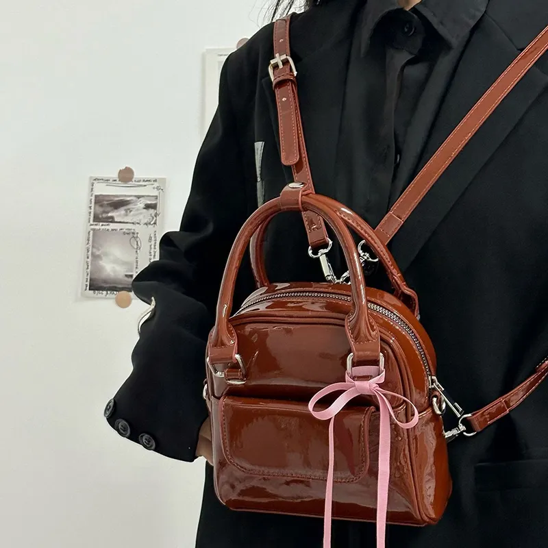 Worm's Home Artificial Leather Backpack Women's Coffee-2