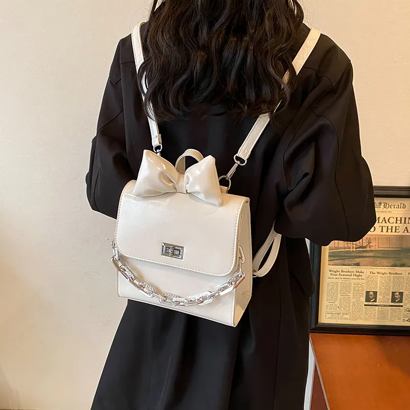 Worm's Home PU Backpack Regular Women's Ecru/Silver/Black/Coffee-1