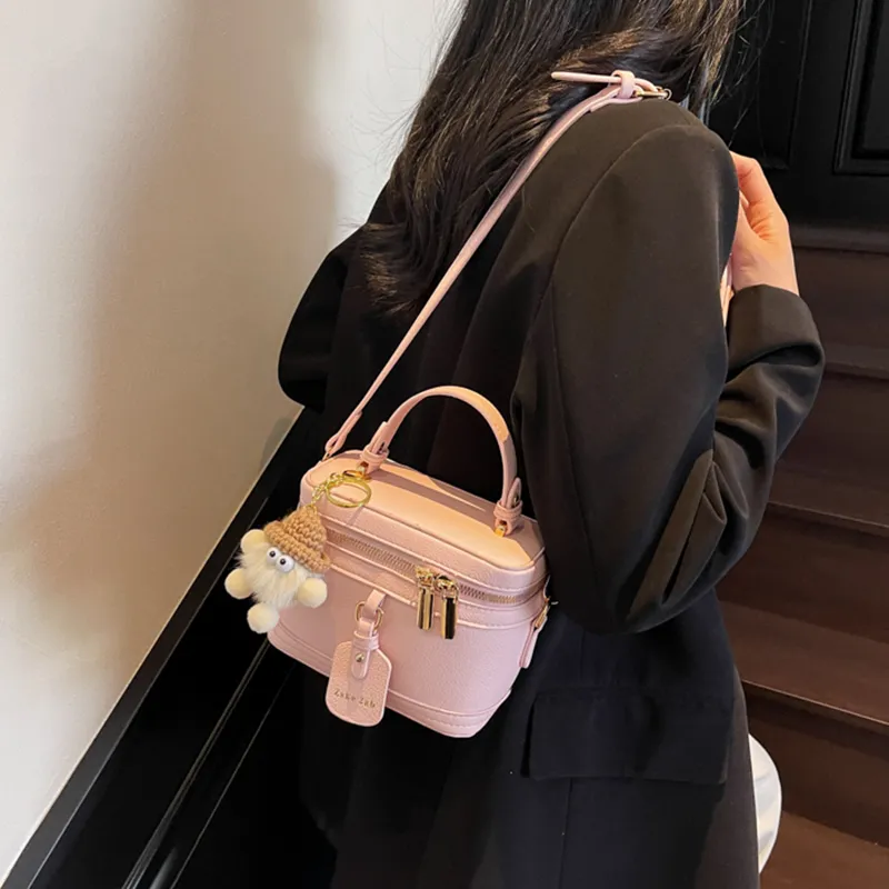 Worm's Home PU Box Bag Handbag Women's Ecru/Pink/Yellow/Black-4