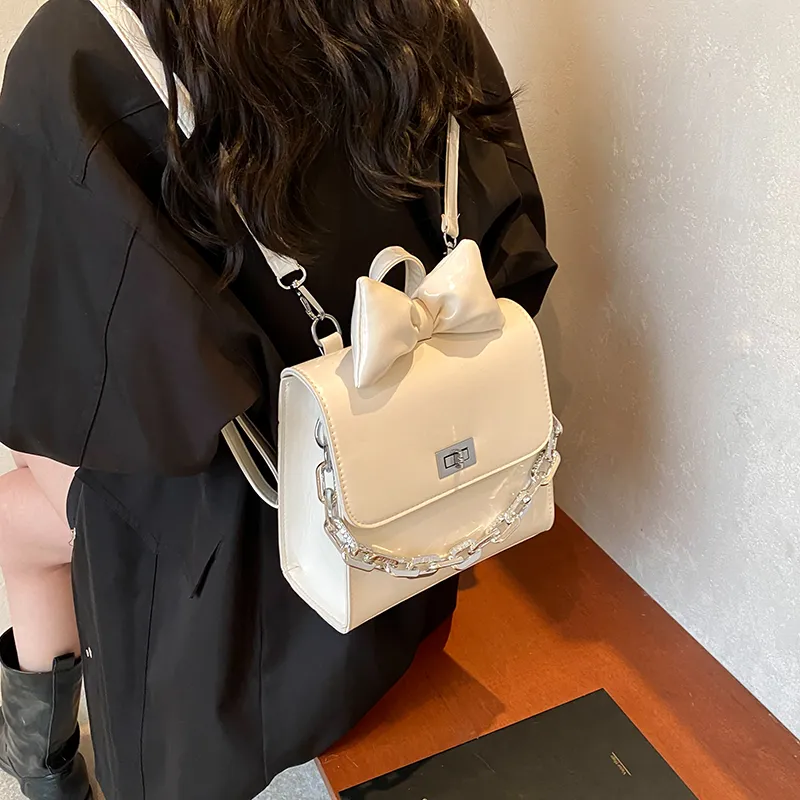 Worm's Home PU Backpack Regular Women's Ecru/Silver/Black/Coffee-3