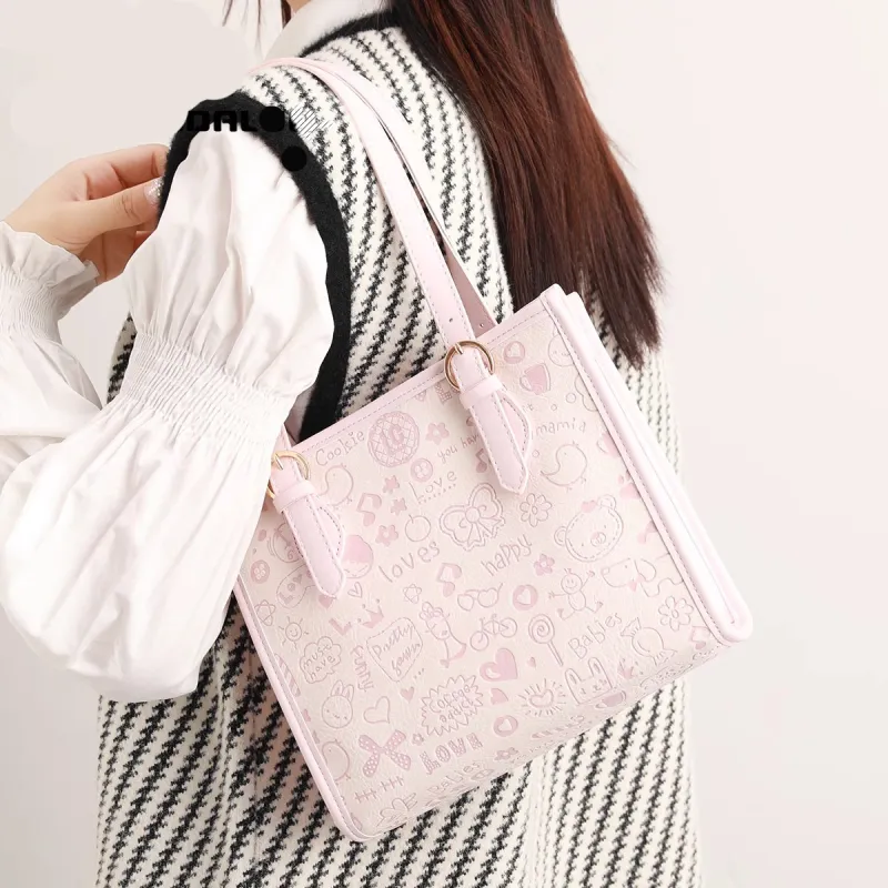 Worm's Home PU Shoulder Bag Women's Pink-2