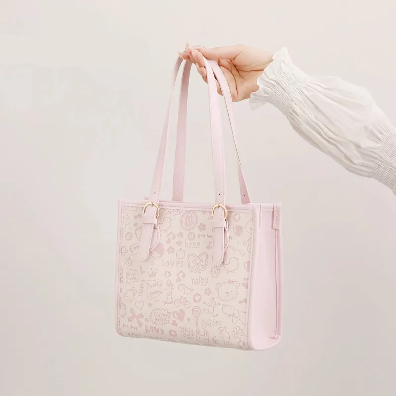 Worm's Home PU Shoulder Bag Women's Pink-3
