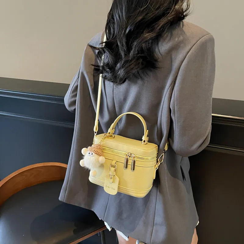 Worm's Home PU Box Bag Handbag Women's Ecru/Pink/Yellow/Black-7