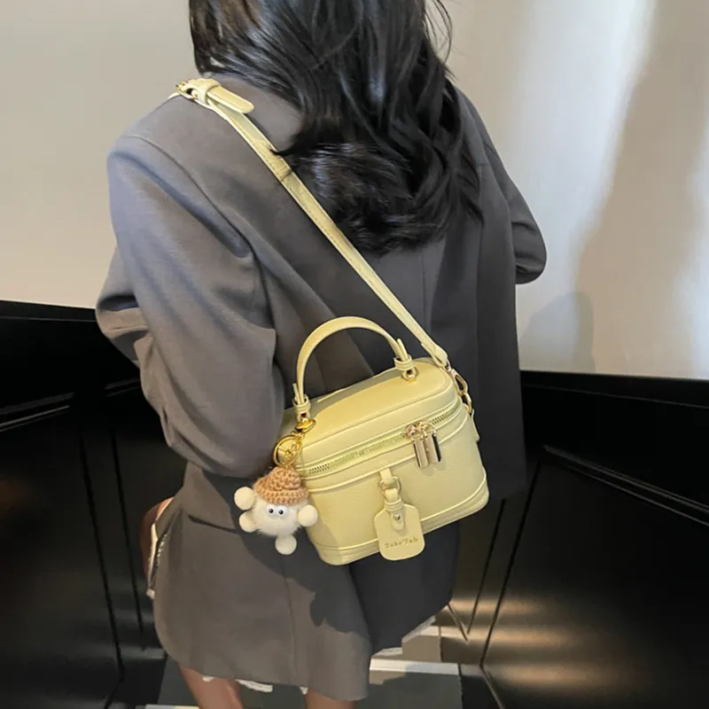 Worm's Home PU Box Bag Handbag Women's Ecru/Pink/Yellow/Black-8