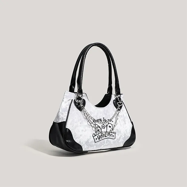 Worm's Home PU Shoulder Bag, Crossbody Bag, Handbag Women's White-2