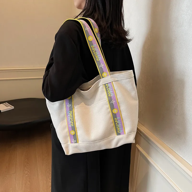 Worm's Home Oxford Tote Bag Shoulder Bag Women's Ecru/Black/Khaki-10