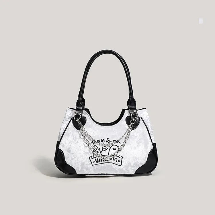 Worm's Home PU Shoulder Bag, Crossbody Bag, Handbag Women's White-1