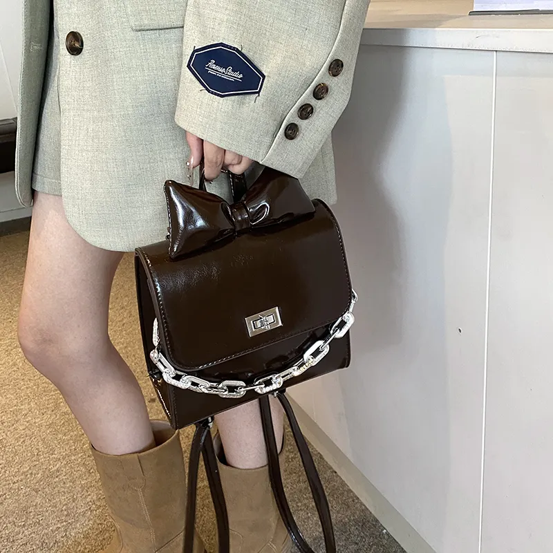 Worm's Home PU Backpack Regular Women's Ecru/Silver/Black/Coffee-14
