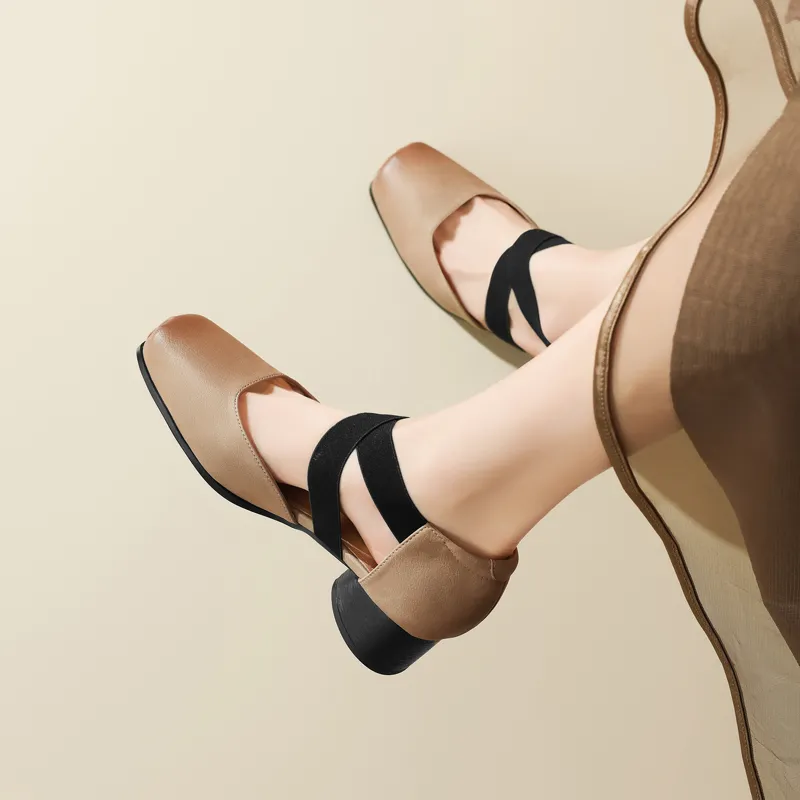 15 MINS High Heels Women's Apricot/Black-3