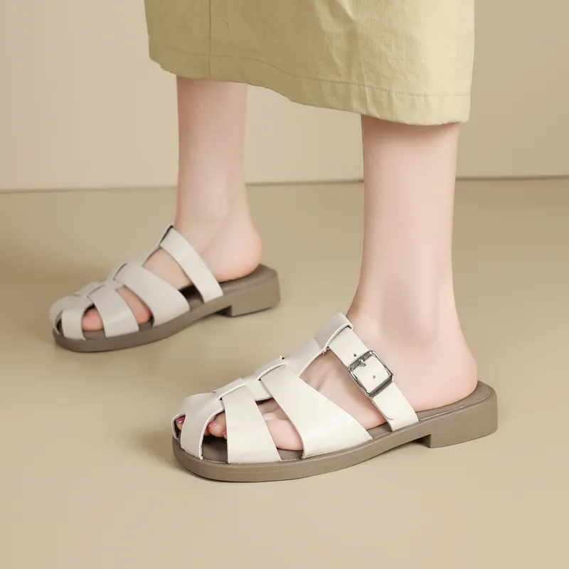 15 MINS Rubber Sole Quiet Closed Toe Slippers Women's-5