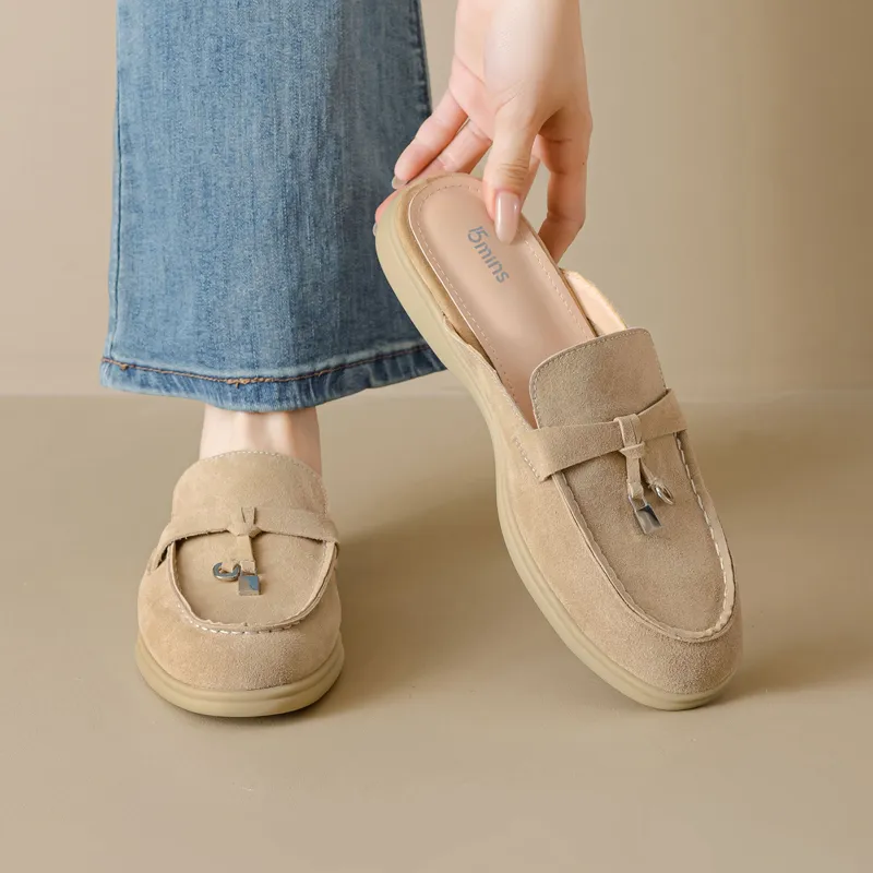 15 MINS Rubber Sole Closed Toe Slippers 3cm Women's-4