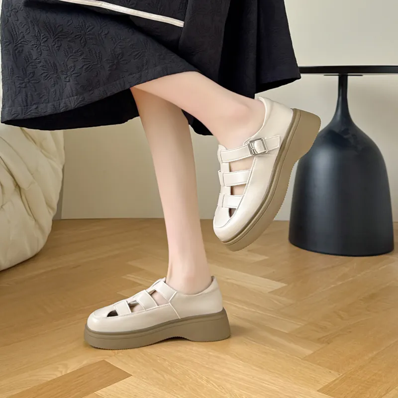 15 MINS Roman Sandals 4.5cm Women's Beige Apricot-3