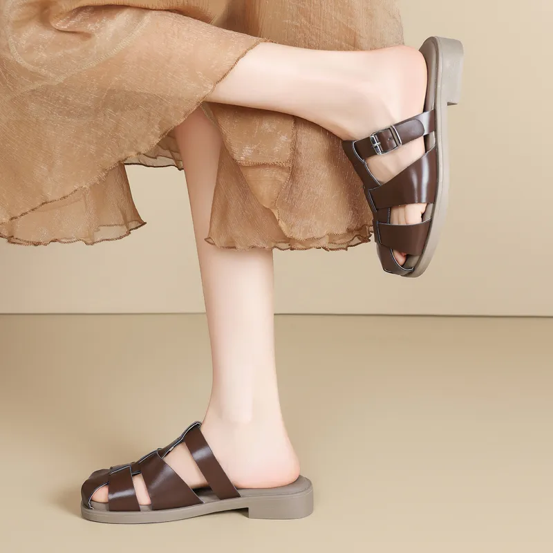 15 MINS Rubber Sole Quiet Closed Toe Slippers Women's-9