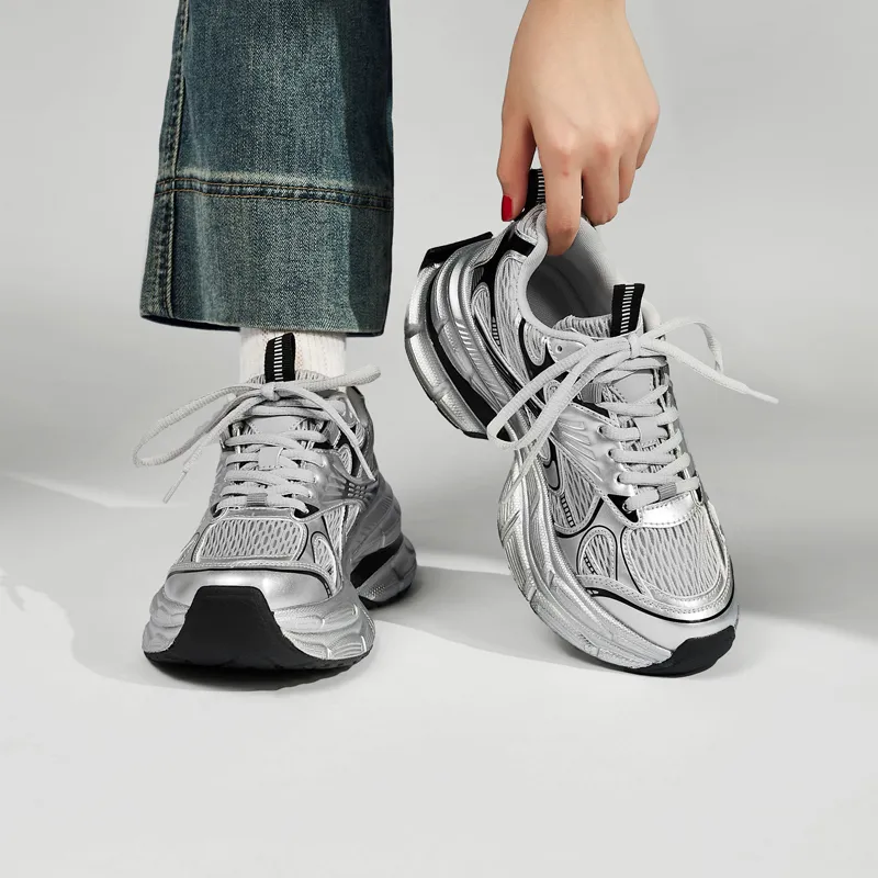 15 MINS Height Increasing Lightweight Low Top Chunky Sneakers Women's-5