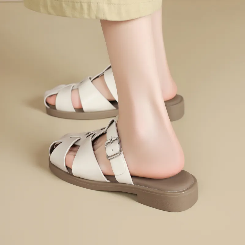 15 MINS Rubber Sole Quiet Closed Toe Slippers Women's-3