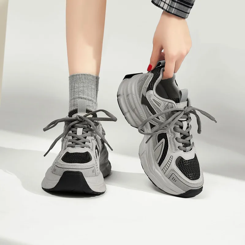 15 MINS Breathable Height Increase Low Top Chunky Sneakers Women's-2