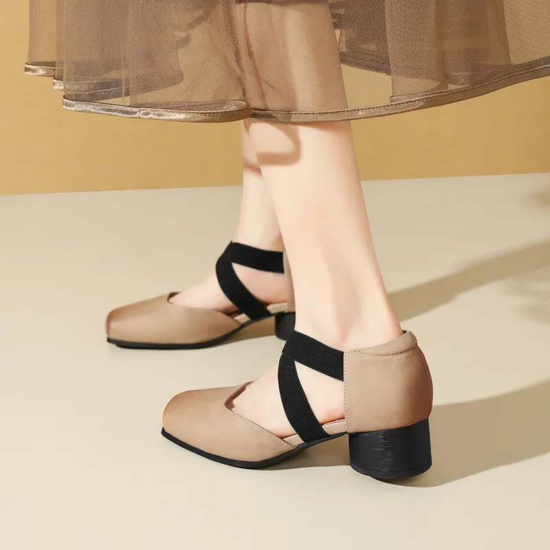 15 MINS High Heels Women's Apricot/Black-4
