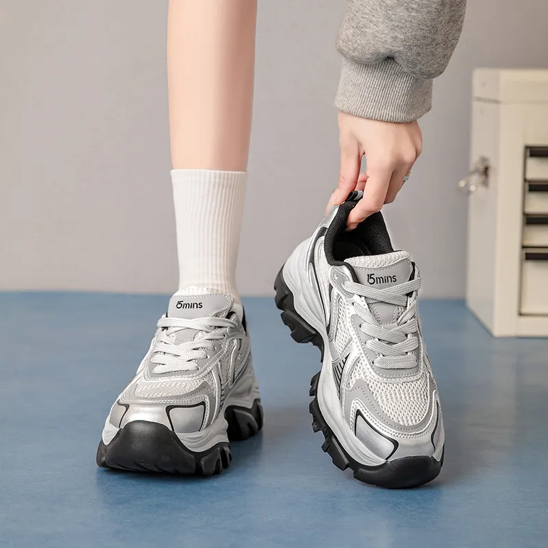 15 MINS Breathable Low Top Chunky Sneakers Women's-4