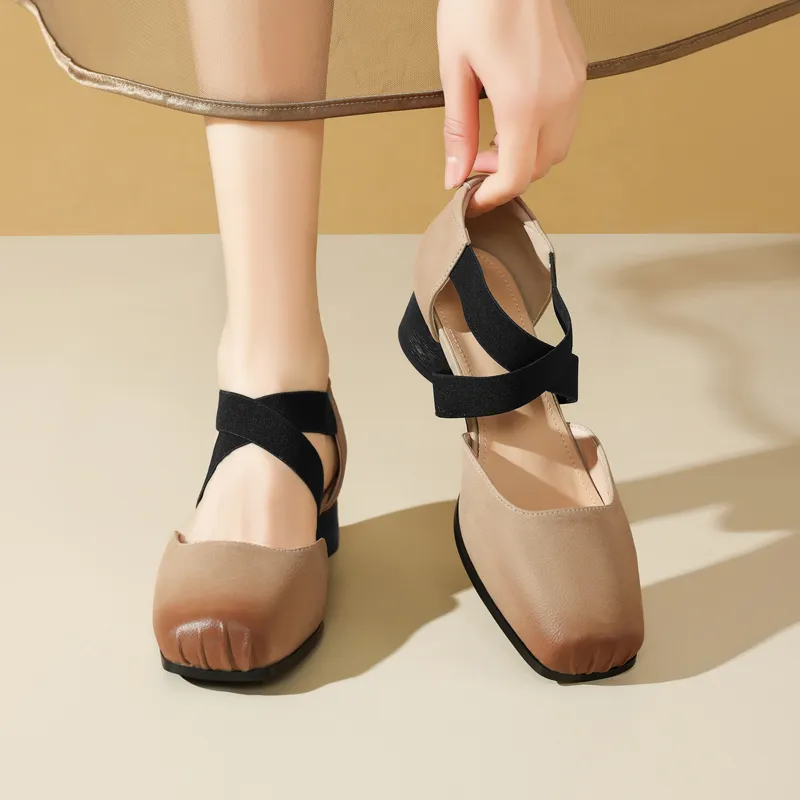 15 MINS High Heels Women's Apricot/Black-5