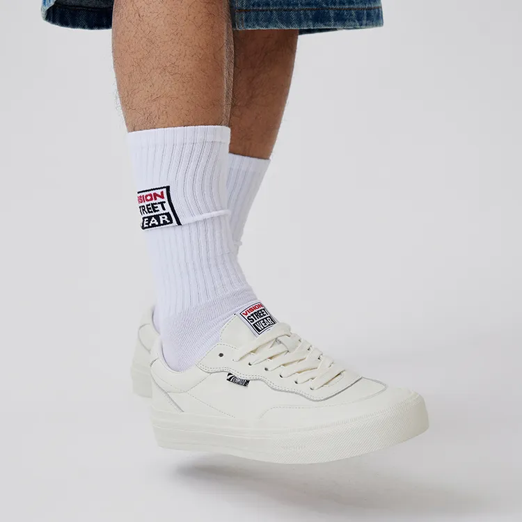 Vision Street Wear Flat Top White Sneakers Low Top Skateboard Shoes Unisex White-10
