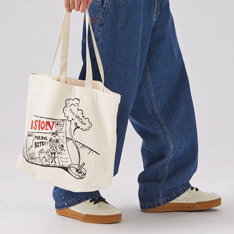 Vision Street Wear Cotton One Shoulder Handbag Regular Unisex Ecru-2