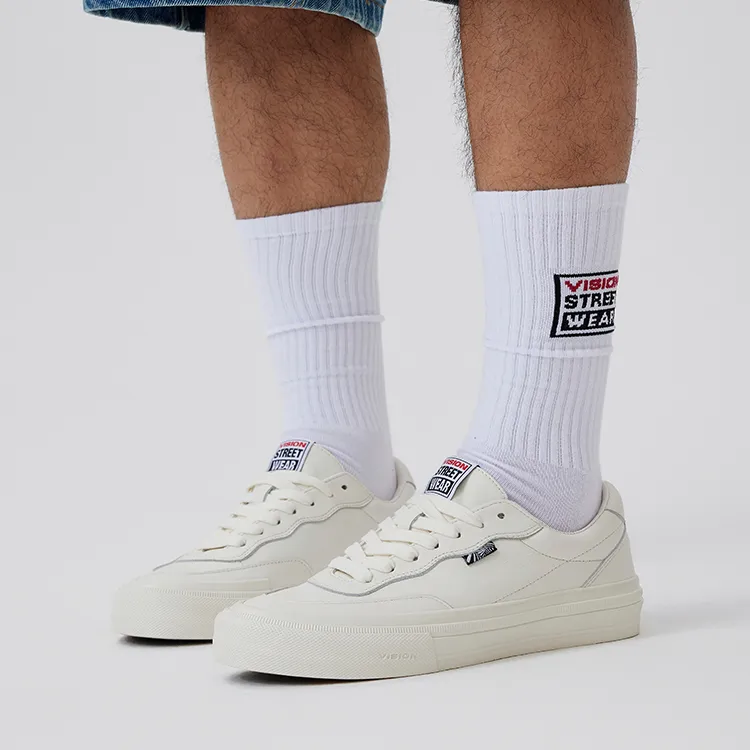 Vision Street Wear Flat Top White Sneakers Low Top Skateboard Shoes Unisex White-9
