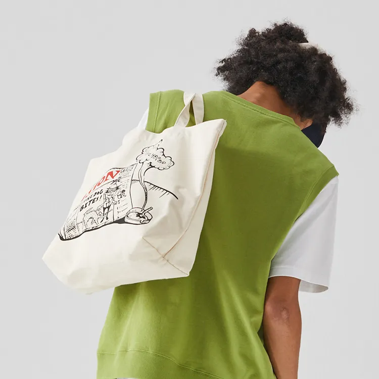 Vision Street Wear Cotton One Shoulder Handbag Regular Unisex Ecru-5