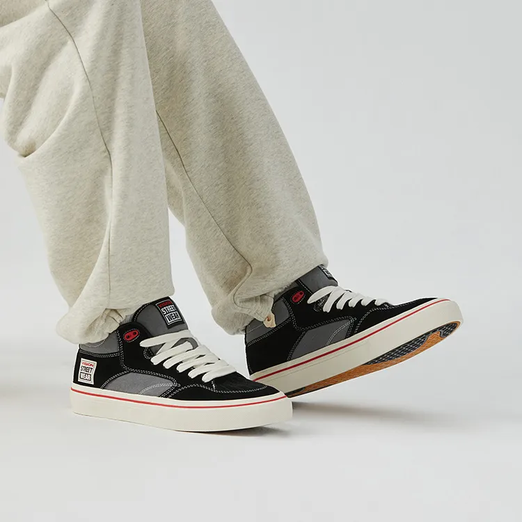 Vision Street Wear Concave Cushioned Wear Resistant Support Mid Top Skateboard Shoes Unisex Black Gray-6