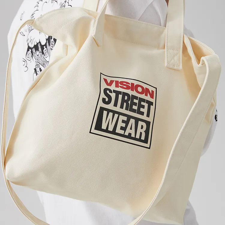 Vision Street Wear Cotton One Shoulder Handbag Regular Unisex Ecru-4