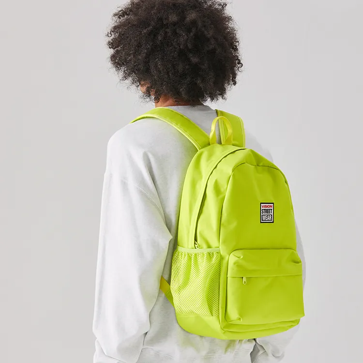 Vision Street Wear Polyester Backpack Regular Unisex Black/Purple/Neon Green-6