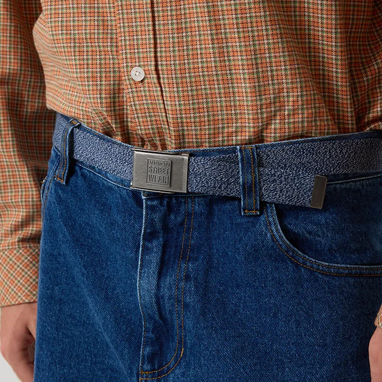 Vision Street Wear American Vintage Canvas Metal Buckle Two Tone Sports Belts Unisex-7