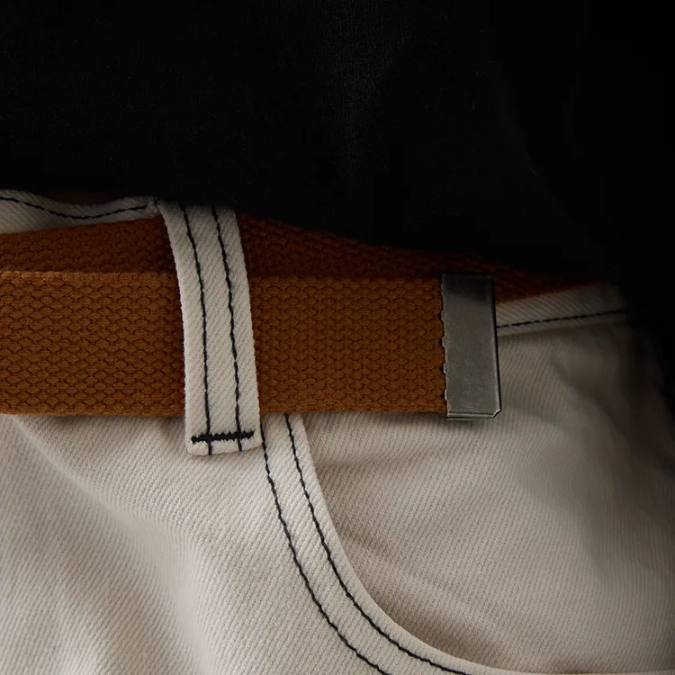 Vision Street Wear American Vintage Canvas Metal Buckle Two Tone Sports Belts Unisex-2