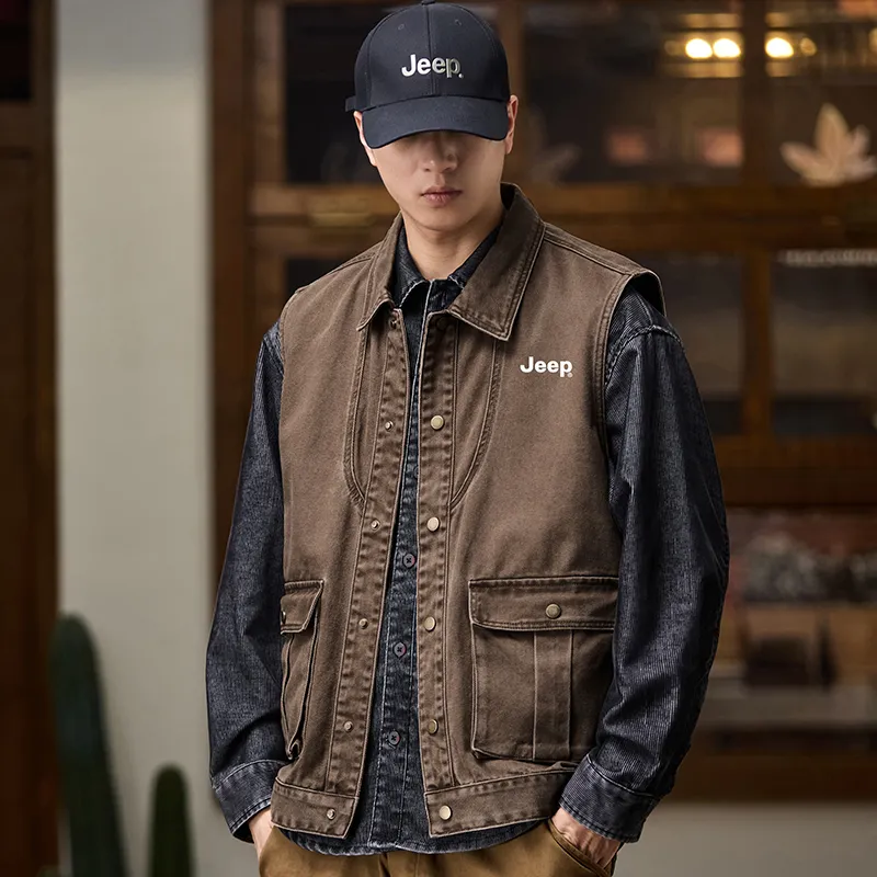 Jeep Denim Jackets Unisex Khaki-3