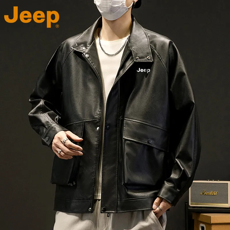 Jeep Black Knight Series Leather Jacket Unisex-3