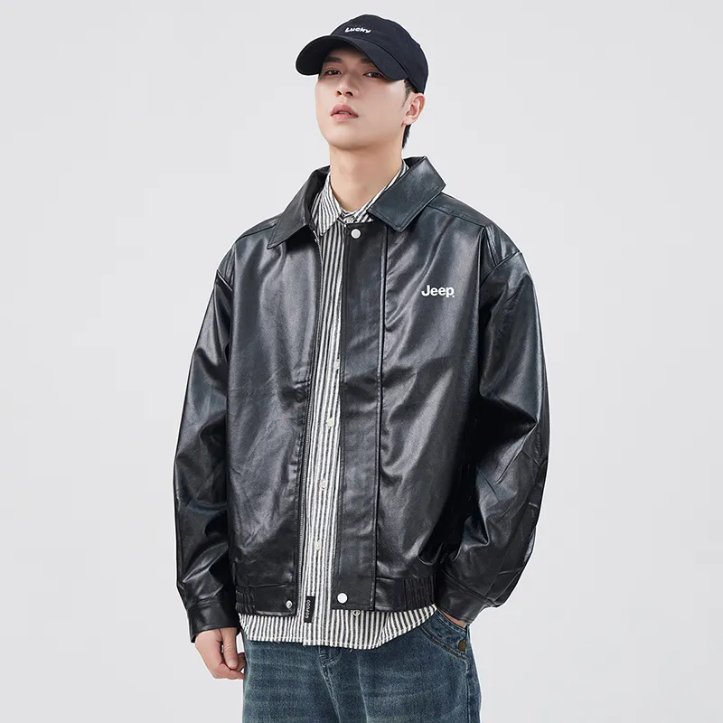 Jeep Fashion Sports Collection Leather Jacket Unisex-4