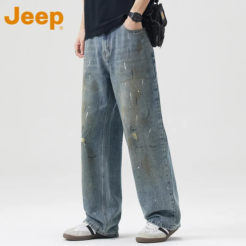 Jeep Fashion Sports Collection Jeans Unisex Vintage Blue-5