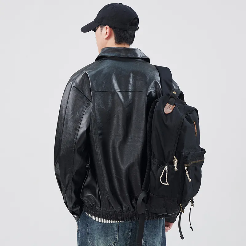 Jeep Fashion Sports Collection Leather Jacket Unisex-5