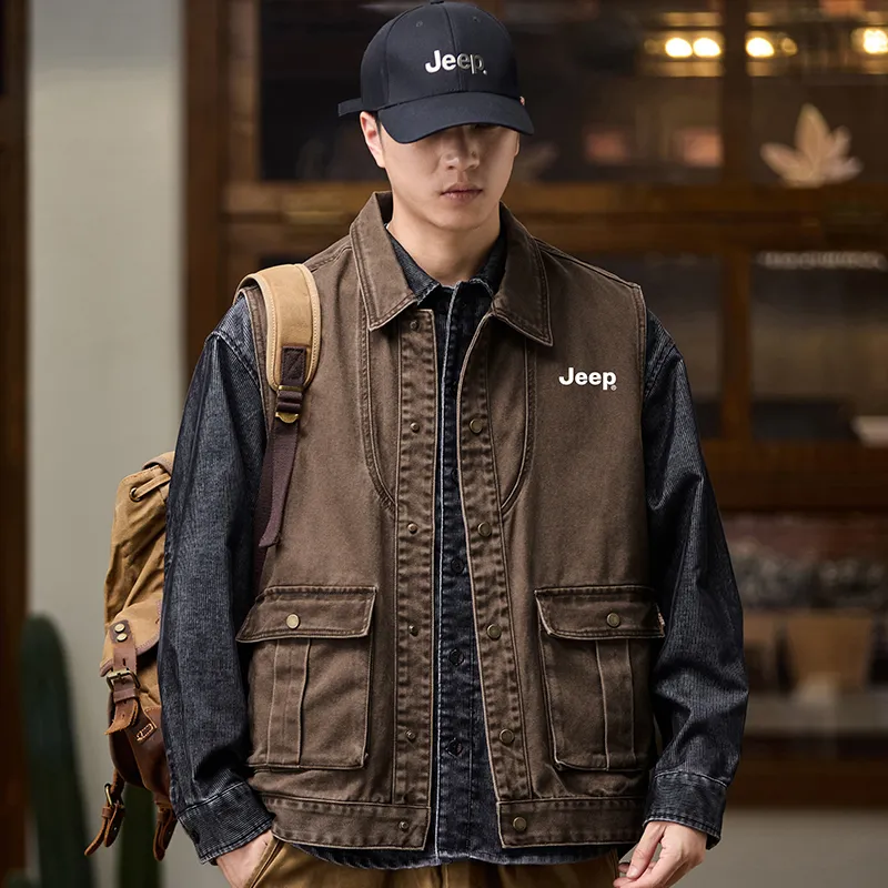 Jeep Denim Jackets Unisex Khaki-5