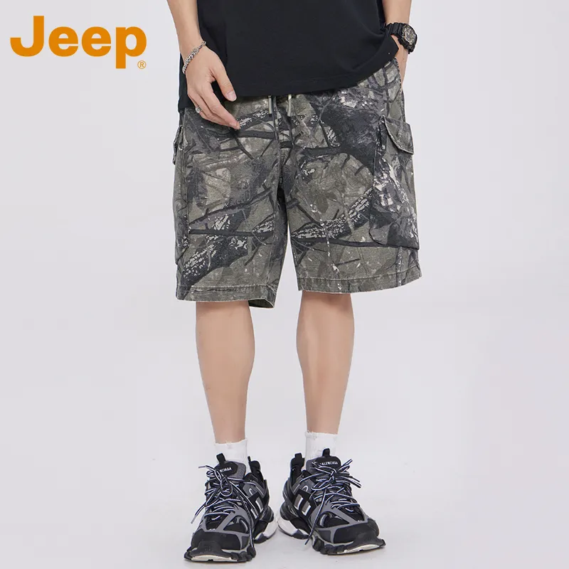 Jeep Casual Shorts Unisex Gray Resin Camouflage-2