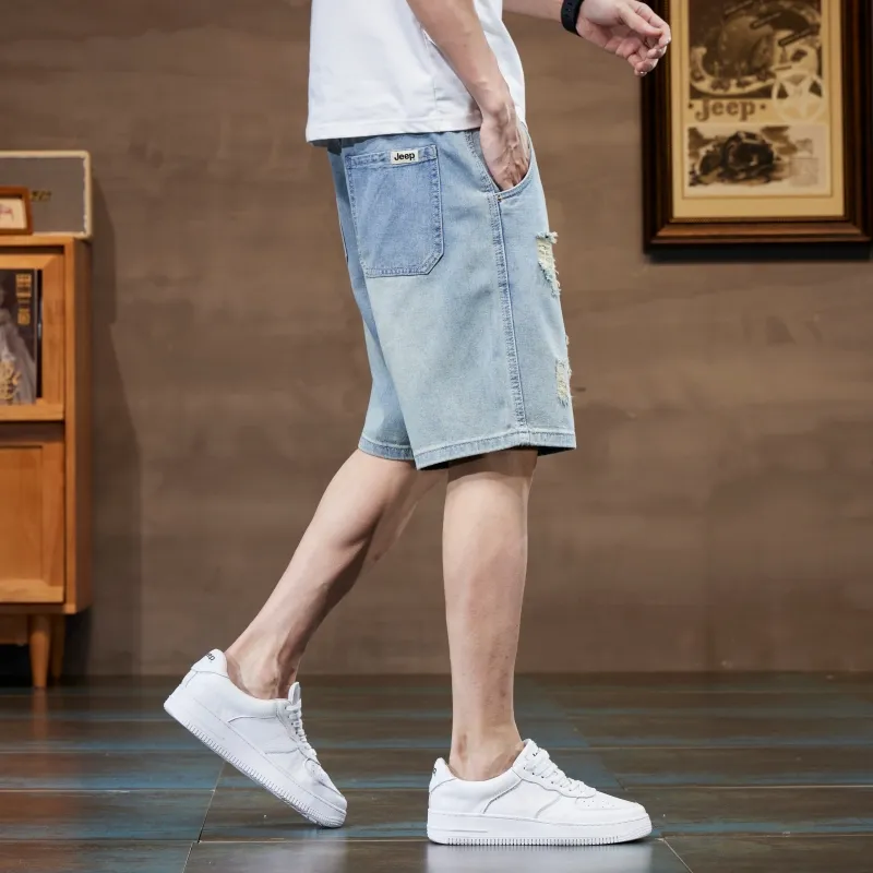Jeep Denim Shorts Men Blue-5