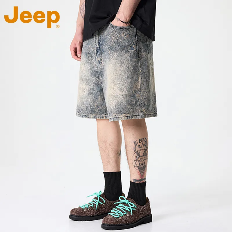 Jeep Leisure Collection Denim Shorts Unisex Blue-3